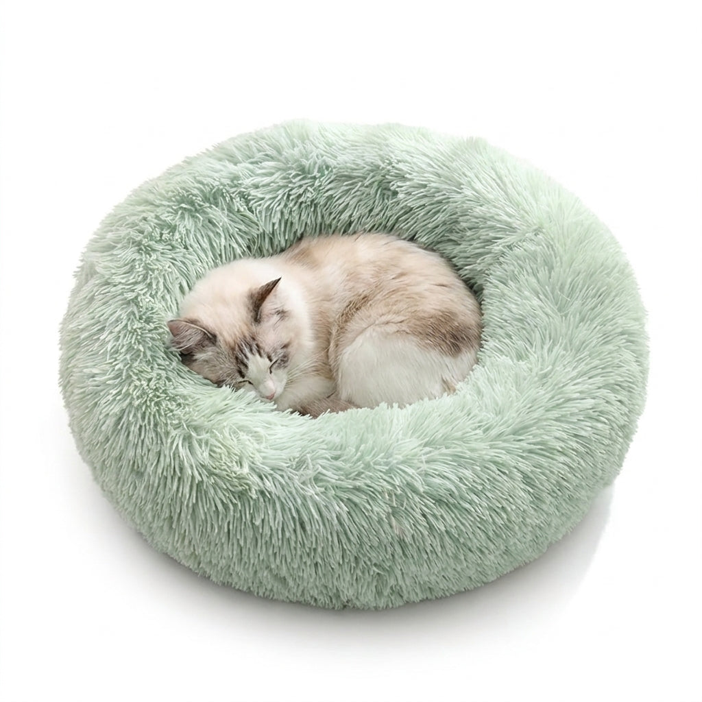 Plush Round Donut Pet Bed for Cats and Dogs