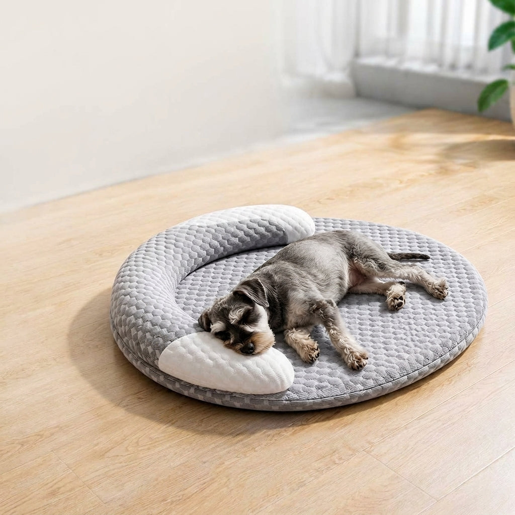 Pet Cooling Bed for Dogs and Cats, Breathable Oval Cooling Mat, Grey