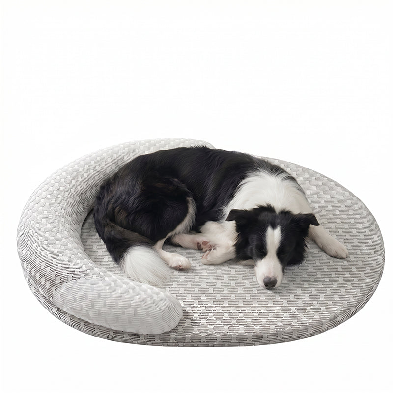 Pet Cooling Bed for Dogs and Cats, Breathable Oval Cooling Mat, Grey