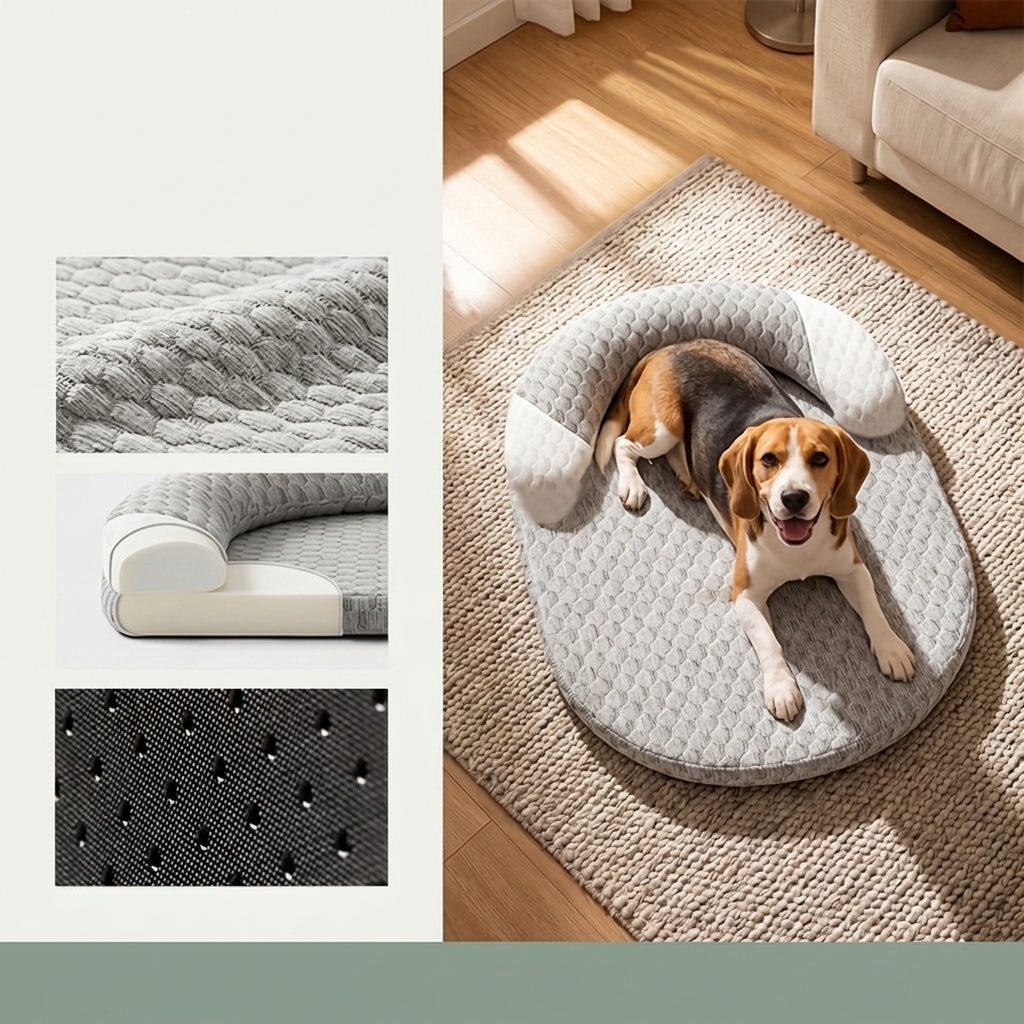 Pet Cooling Bed for Dogs and Cats, Breathable Oval Cooling Mat, Grey