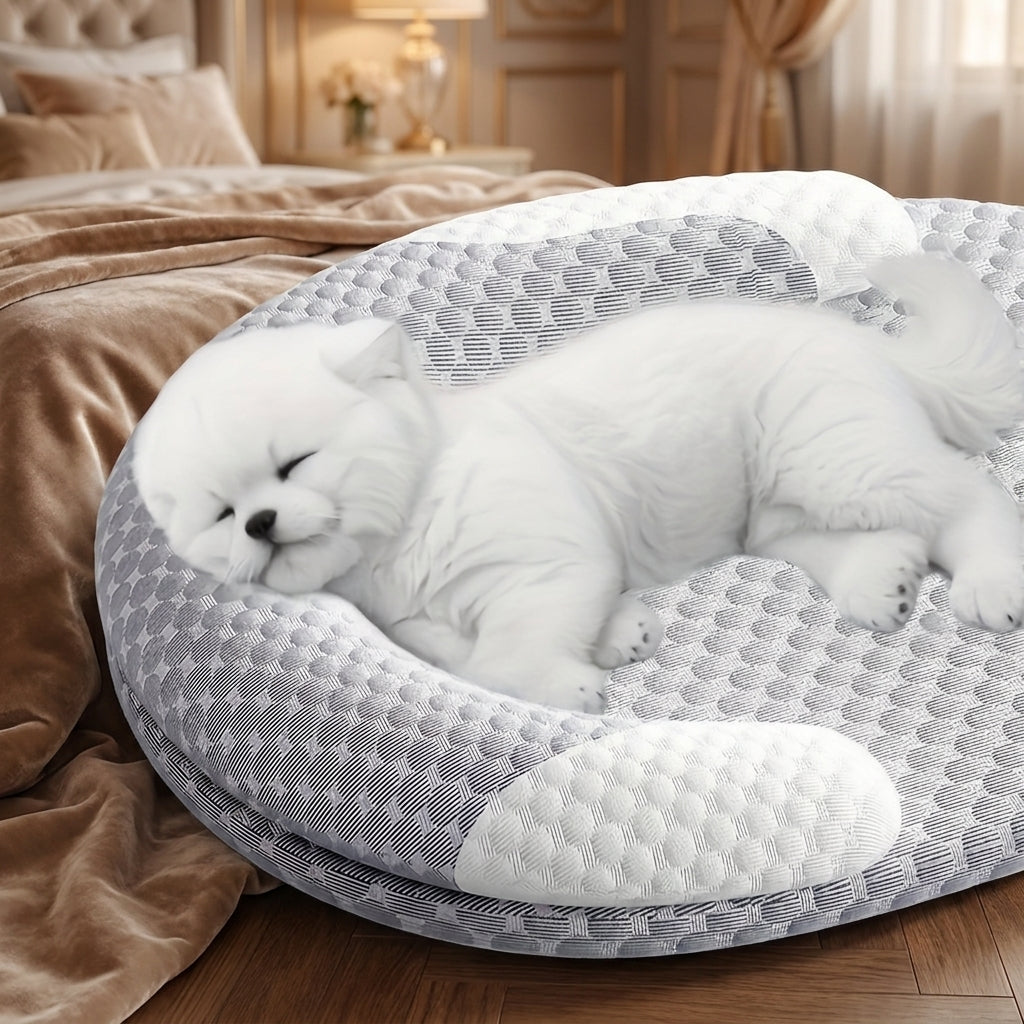 Pet Cooling Bed for Dogs and Cats, Breathable Oval Cooling Mat, Grey