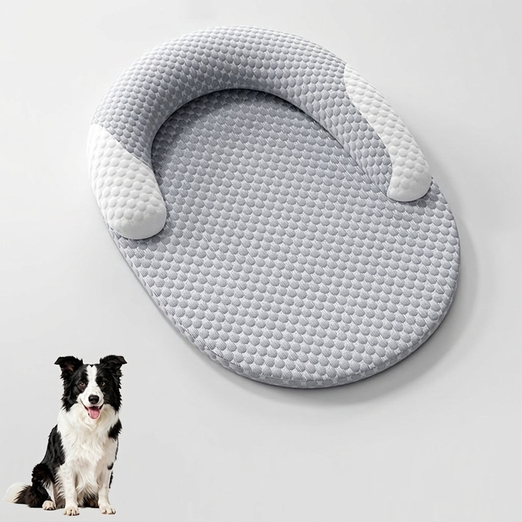 Pet Cooling Bed for Dogs and Cats, Breathable Oval Cooling Mat, Grey