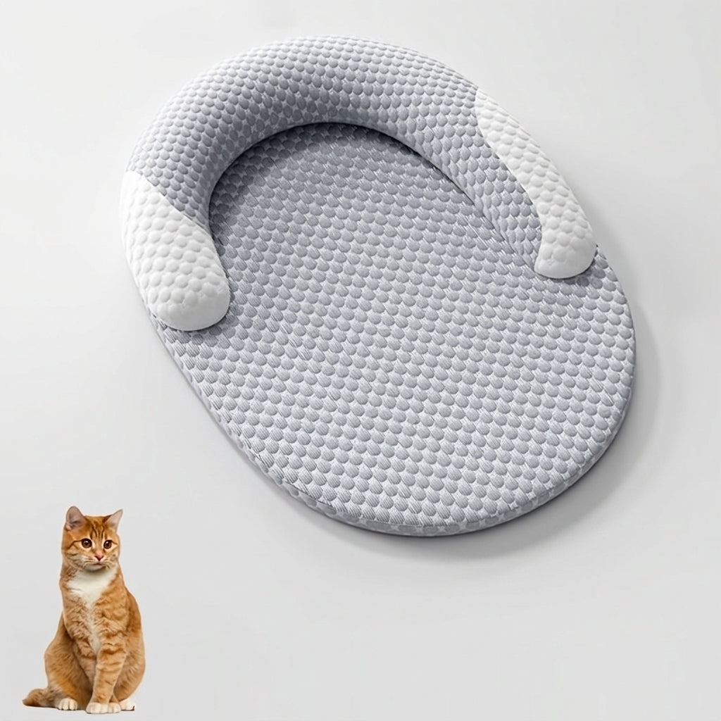 Pet Cooling Bed for Dogs and Cats, Breathable Oval Cooling Mat, Grey